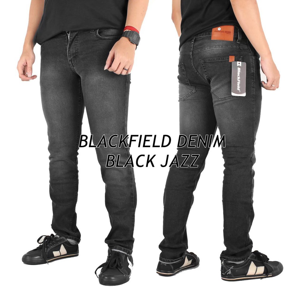 BIG SIZE Celana Jeans Skinny Bahan Melar / Celana Panjang Cowok Ukuran Besar Blackjazz Scrub