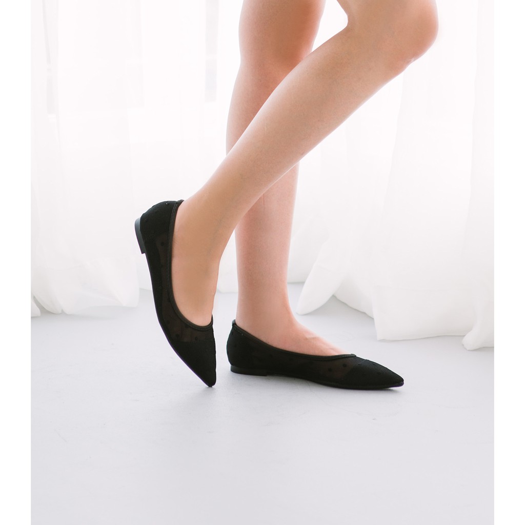 black suede flats round toe