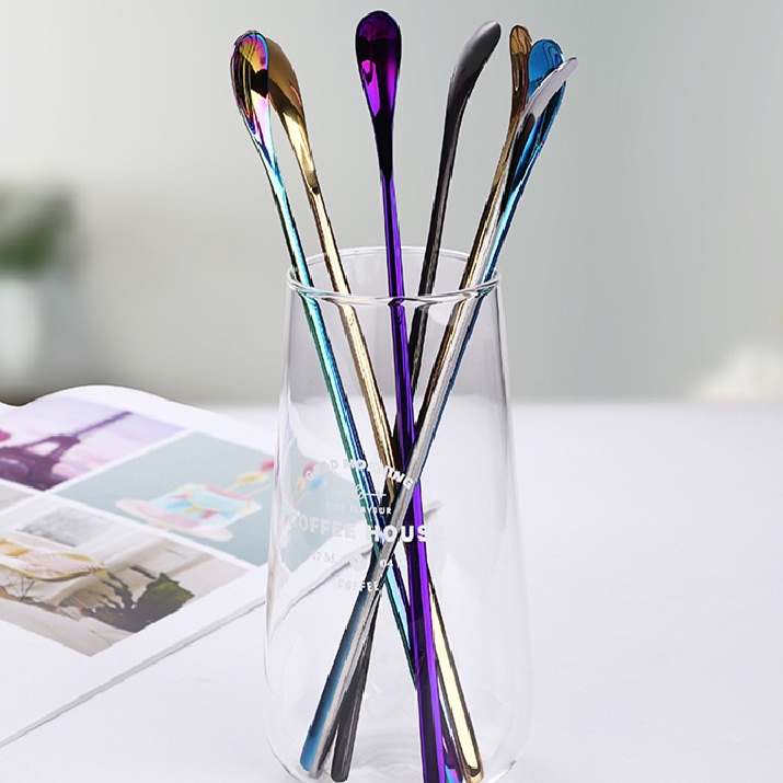 [304 Stainless Steel Coffee Stirring Spoon Dessert Spoon] [Colorful Tea Making Spoon] [Kitchen Tableware]