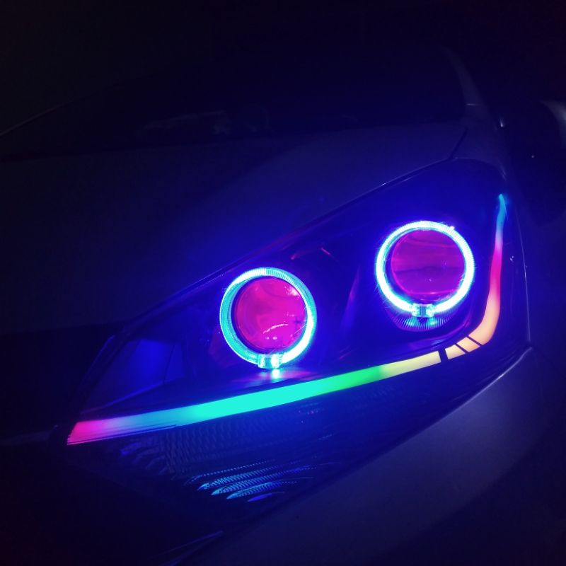 HEADLAMP CUSTOM PROJIE BILED PROJECTOR MOBIL TOYOTA AGYA DAIHATSU AYLA 1.2 / 1200 ALIS LAZY RGB BLUE