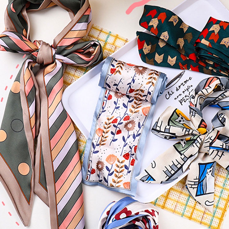 premium Mini satin scarf twilly Syal sutra kecil Scarf tas dekorasi diikat korean silk hair rambut/ ikat rambut tali korea syal ikat pita