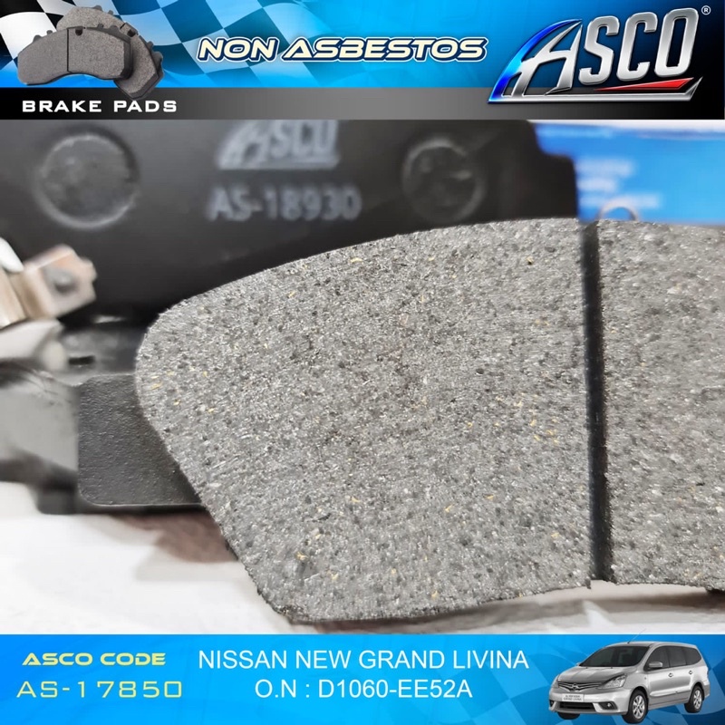 Brake Pad Depan Set Nissan Grand Livina ASCO Part No : AS-17850