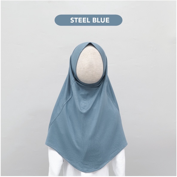 Mooi Hijab Instant Anak Jilbab Anak Perempuan-STEEL BLUE