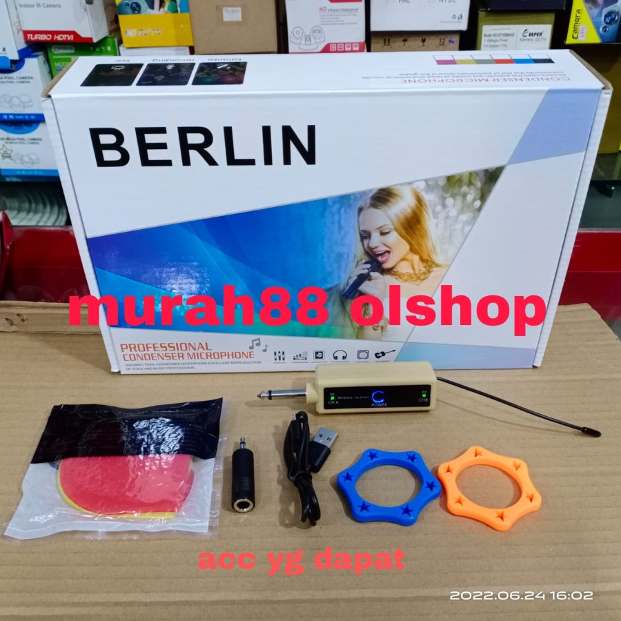 MIC WIRELESS WERLES BERLIN BL W108 2 MIC FULL RECHARGE ORIGINAL