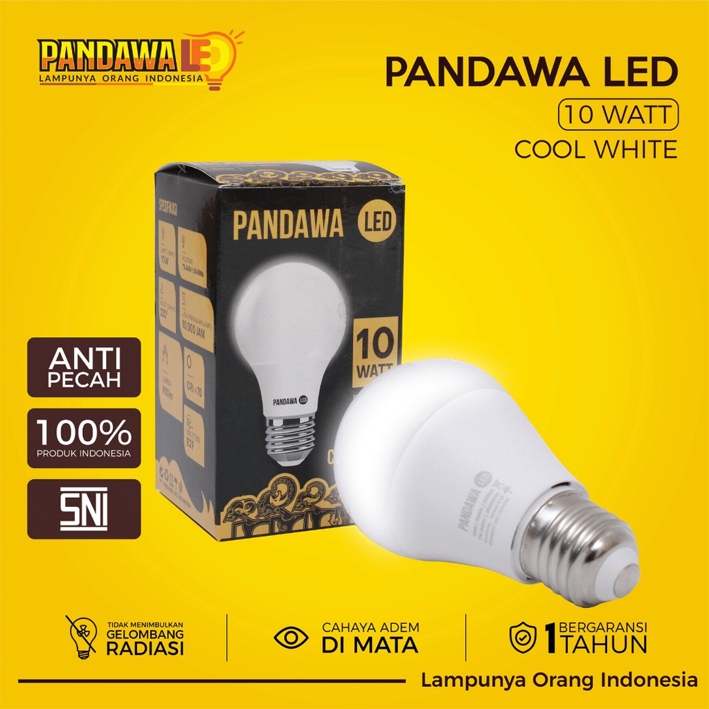 Jual Pandawa Lampu LED 10 Watt Cahaya Putih E27 Indonesia|Shopee Indonesia