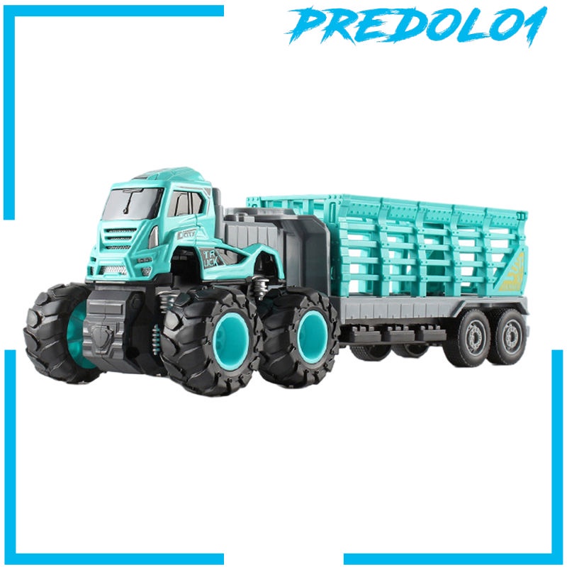 (Predolo1) Mainan Truk Transportasi Dinosaurus Pull Back Untuk Anak Laki-Laki / Perempuan