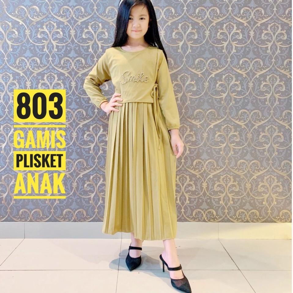 BD ANAK 803 GAMIS PEREMPUAN PLISKET POLOS   IKAT TALI SD KECIL  MAXI PANJANG HIJAB 5E3