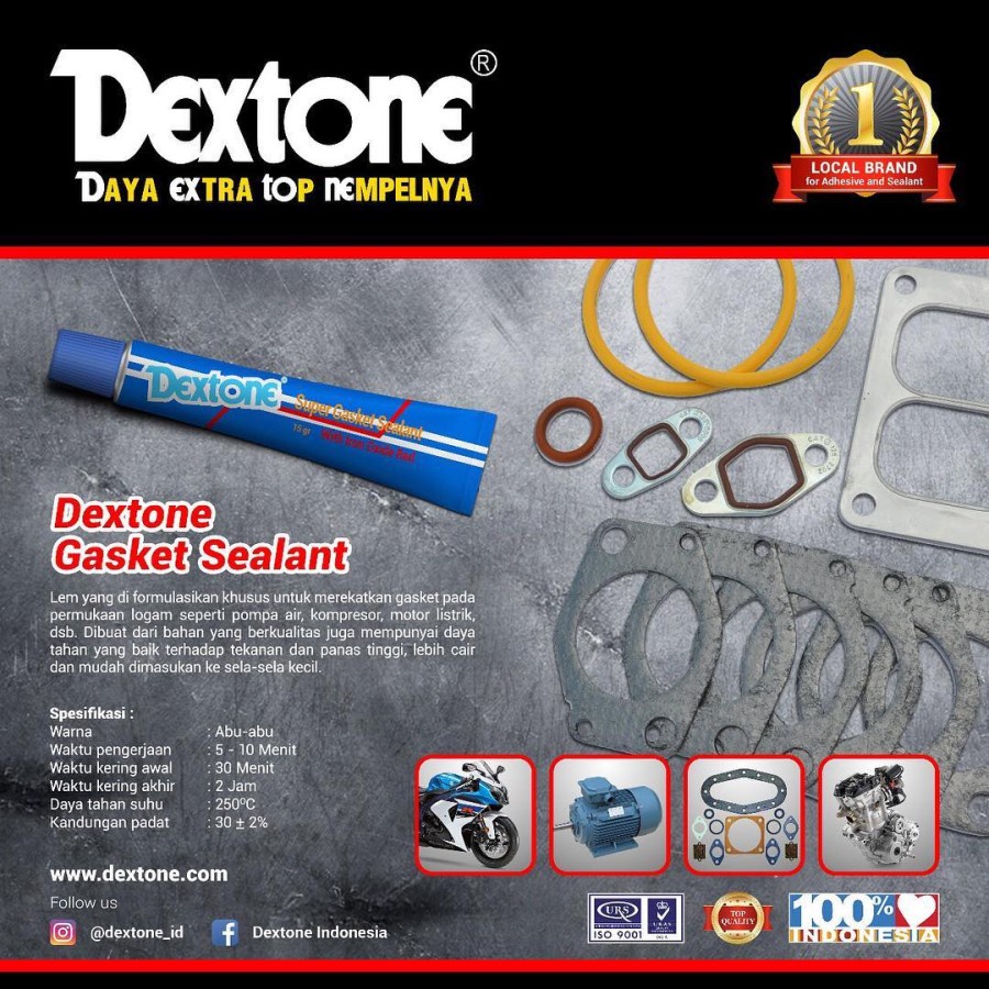 Lem Dextone Gasket Sealant 15gr Logam Besi Mesin Otomotif Tahan Panas 250C