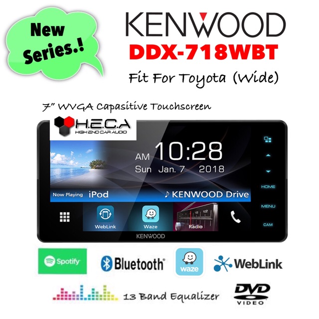 Kenwood DDX-718WBT Head Unit Double Din Tape 718WBT Audio Mobil DDX 718 WBT TOYOTA Wide