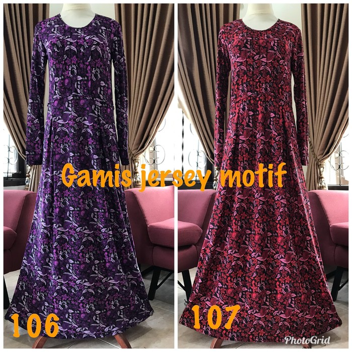 PROMO!    GAMIS JERSEY MOTIF BUNGA