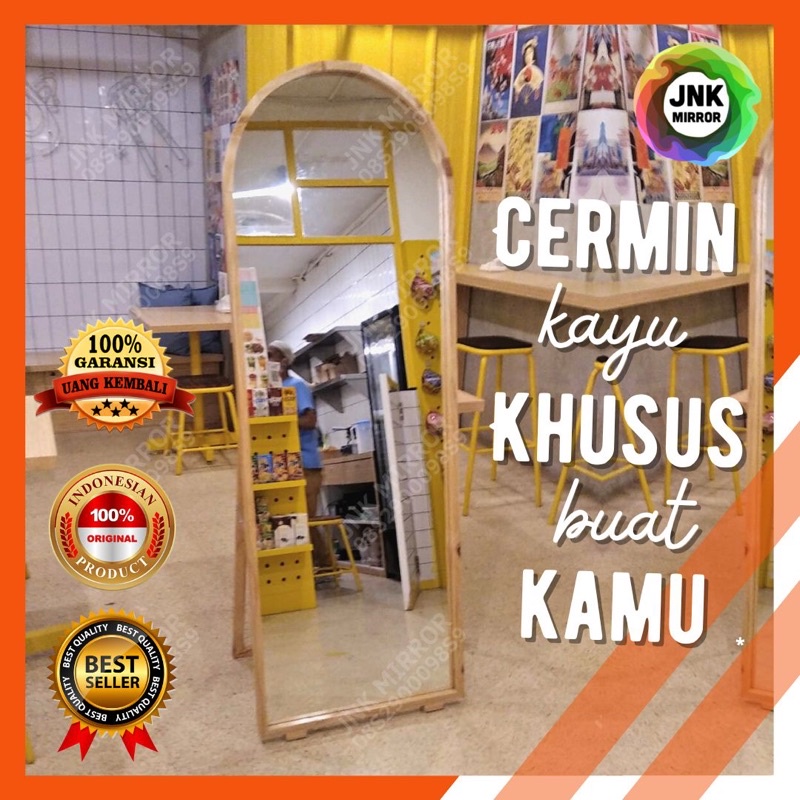 cermin kayu panjang badan berdiri