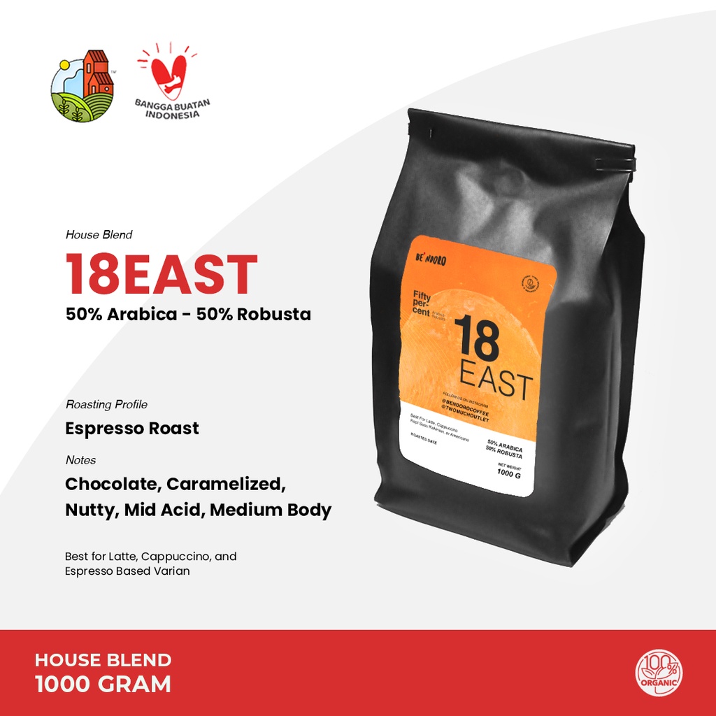 

Kopi Espresso Blend 18East / 50% Arabika 50% Robusta 1 Kg