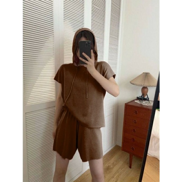 Premium Shoera Hoodie Hotpants Set - setelan hoodie cewek - wanita - celana pendek - lengan pendek