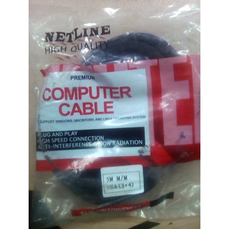 Kabel VGA 5m Male To Male HQ NETLINE