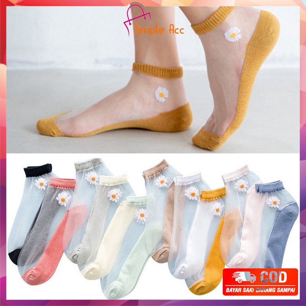 ~COD~DO-P32-33 Kaos Kaki Dewasa Pendek Kaus Kaki Wanita Pria Motif Brown Kaos Kaki Ankle Korea Daisy-2
