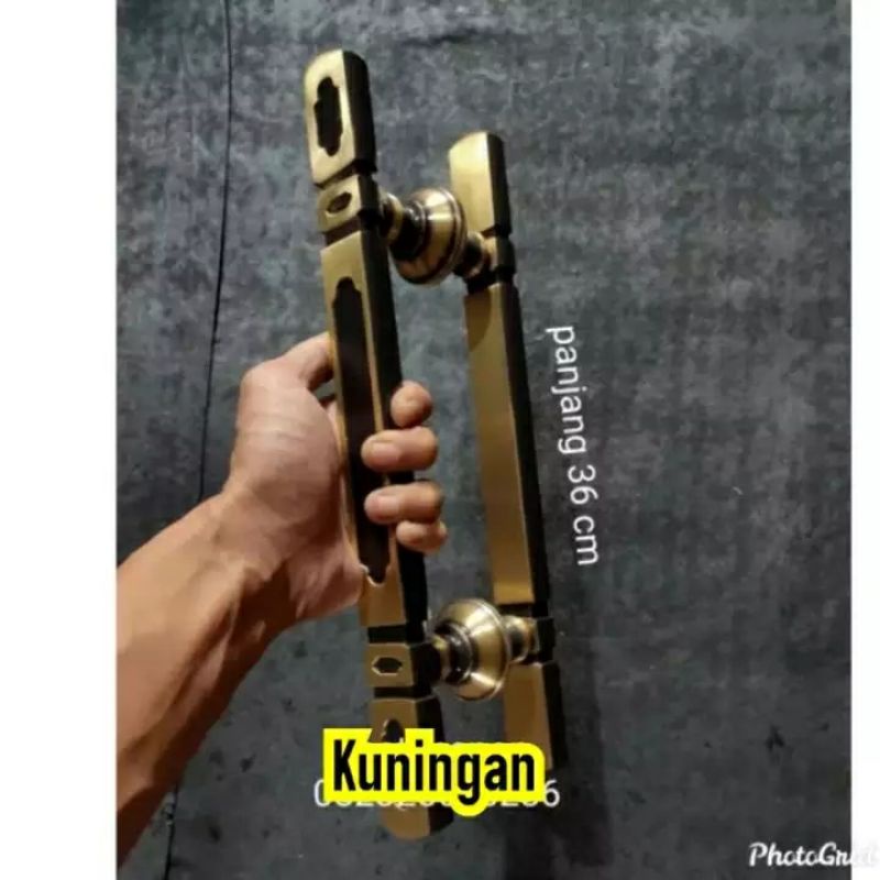 handle pintu rumah kuningan baut tembus Panjang 36 CM