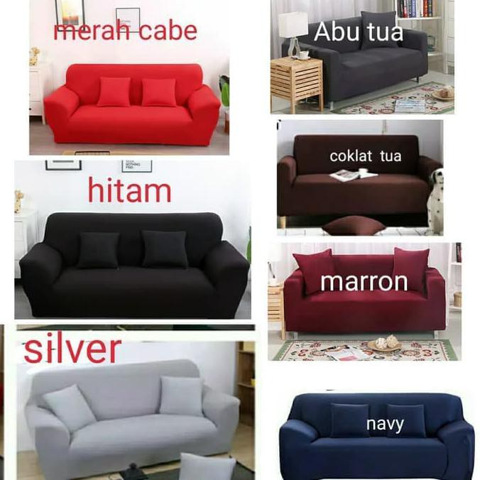 TERMURAH cover sofa polos /sarung sofa polos +free 1sarung bantal -2seater DR452