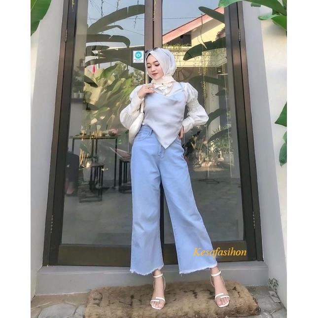 Highwaist kulot jeans wanita Rawis