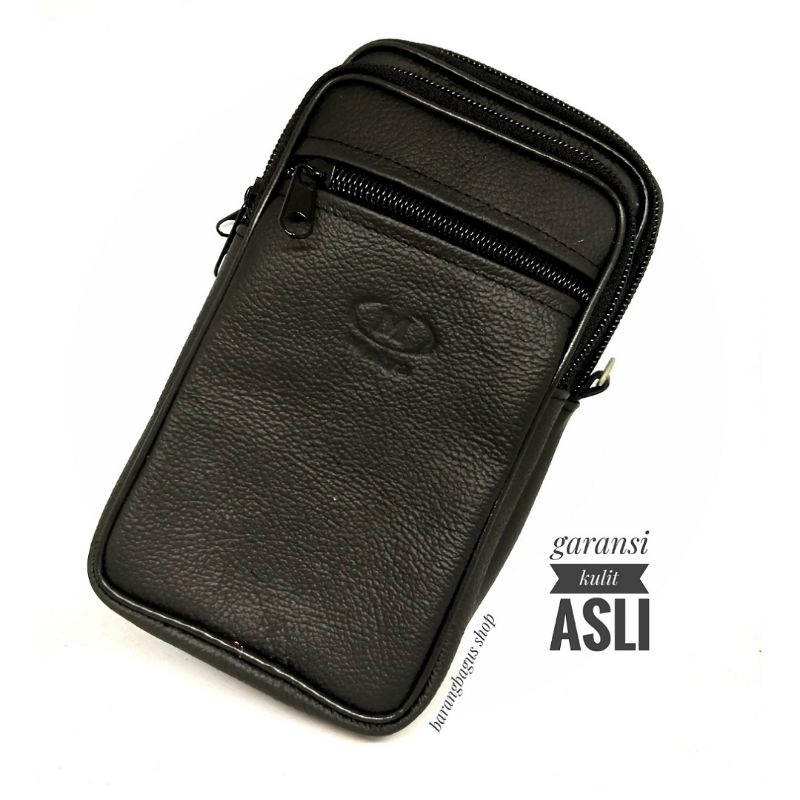 dompet sarung tempat tas selempang hp handphone kulit asli ukuran 6,5 dan 6 inch