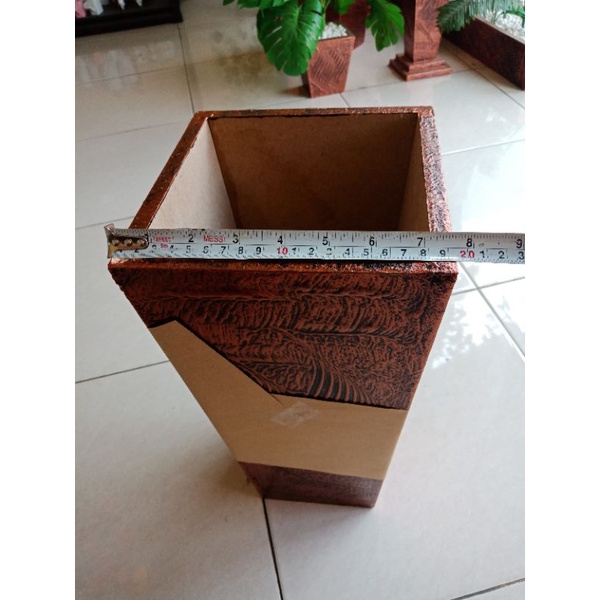 vas kayu pot kayu tinggi 40cm diameter atas 20cm  untuk pohon plastik