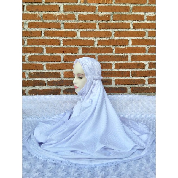 Mukena Jumbo semi sutra polos putih bersih