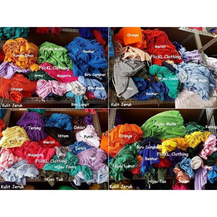 Order Langsung Bahan Kain Kaos Baju Kulit Jeruk Dress Terusan Jilbab Gamis Muslim Berkualitas