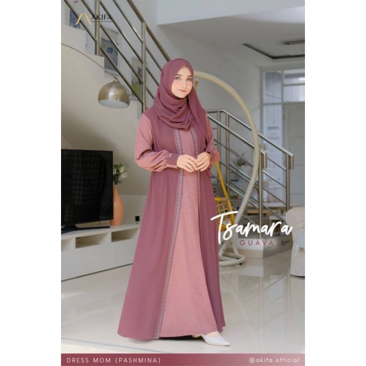 Gamis Akifa Tsamara Guava XXL pashmina baju lebaran