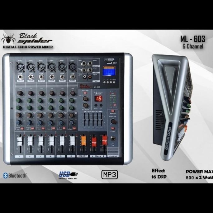 POWER MIXER BLACK SPIDER ML 603 BLACKSPIDER ML603 ORIGINAL 6 CHANNEL