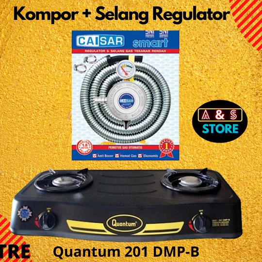 PAKET LENGKAP Kompor Gas Quantum 2 Tungku + Selang Regulator QGC 201