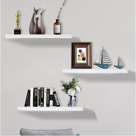 RAK DINDING MINIMALIS 40 CM RAK AMBALAN KAYU RAK DINDING MURAH PUTIH