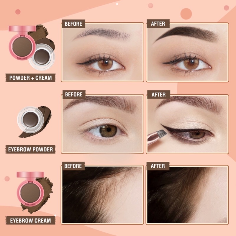 [BISA COD] Pinkflash 2in1 Duo Effect Eyebrow Cream &amp; Powder - Brow Cream Pinkflash - Brow Pomade Pinkflash - Brow Powder Pinkflash