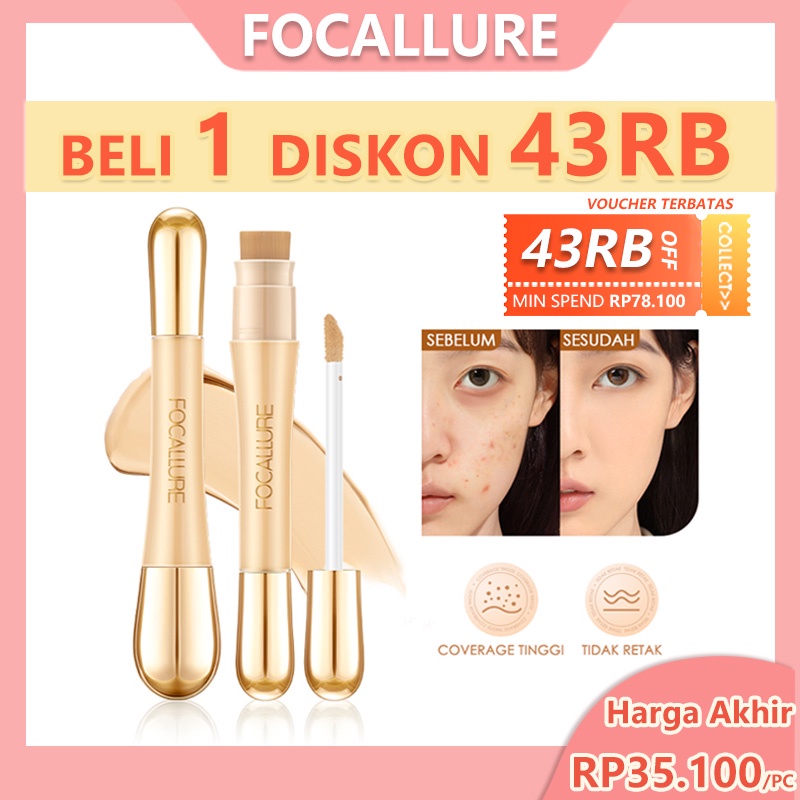 FOCALLURE High Coverage Liquid Concealer Skin-Like Concealer High Full Coverage Waterproof Concealer Long-lasting Smooth with Tool