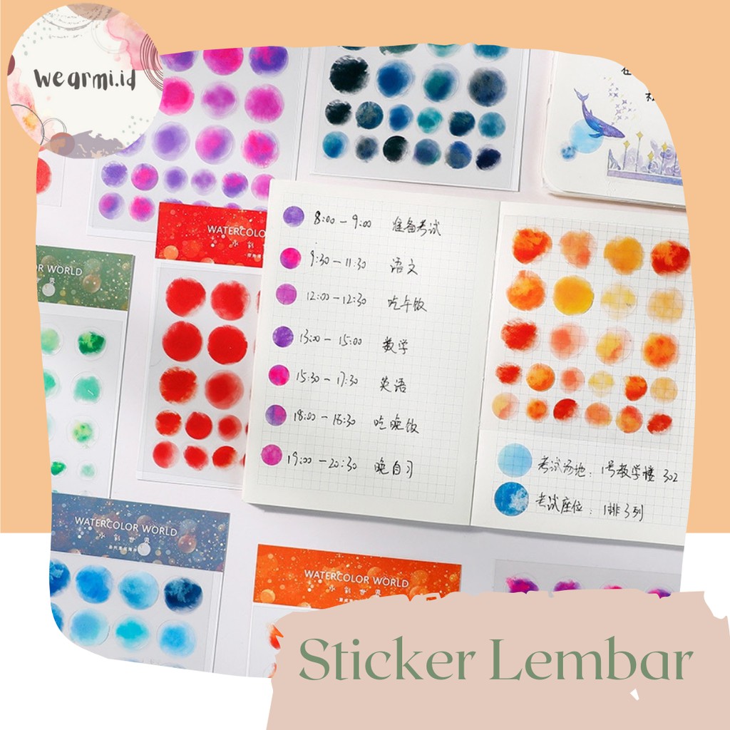 

2 lembar Sticker Deco Plastic Watercolor World Aesthetic Scrapbook Bujo Jurnal diy stiker pack