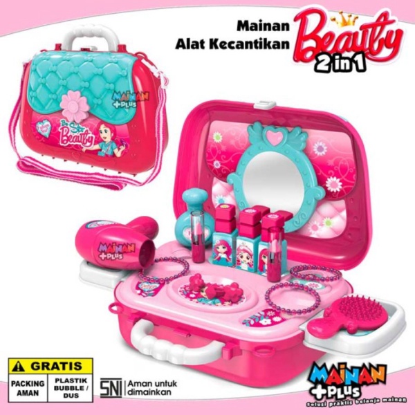 

MAINAN MAKE UP KECANTIKAN ANAK PEREMPUAN TAS KOSMETIK ALAT RIAS 2 IN 1 Murah