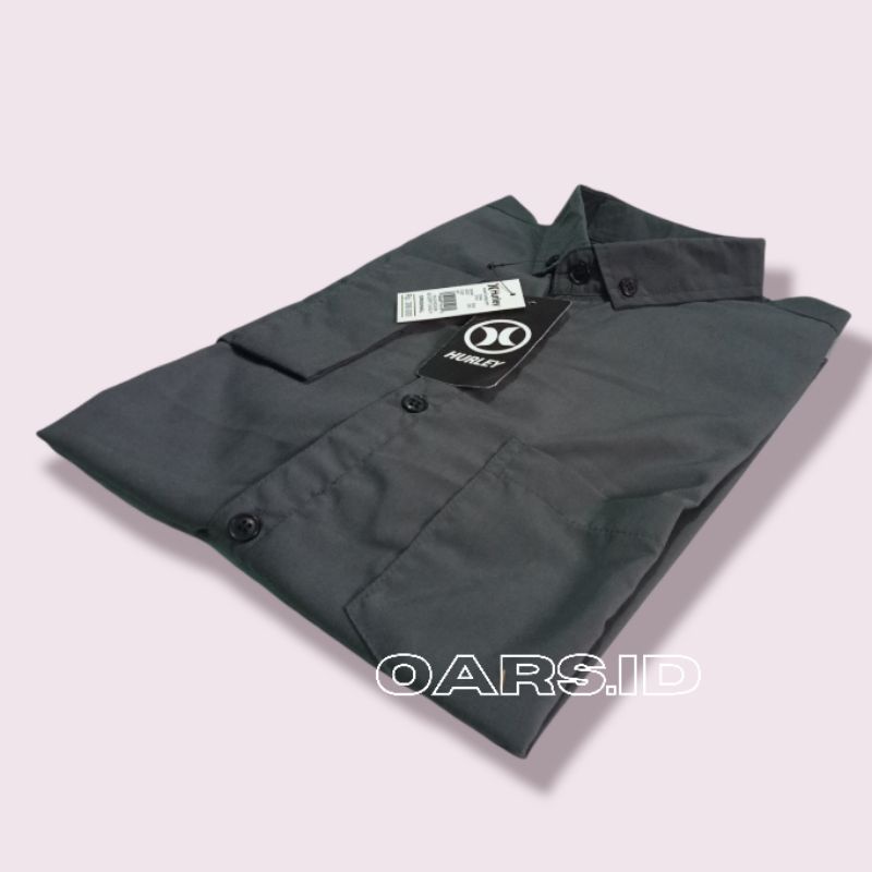 Oars.ID kemeja abu tua darkgrey polos lengan panjang dan lengan pendek pria - kemeja pria abu tua jumbo casual