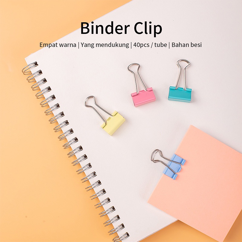 Deli Binder Clip 40 Pcs Klip Kertas Binder Klip 19mm 4 Warna Kebutuhan Kantor Binder Clips