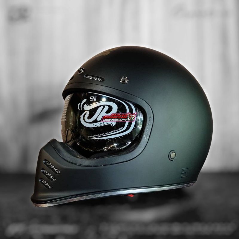 HELM RETRO JP SIGNATURE BLACK DOFF ORI HELM CAKIL JPX HELM FULLFACE RETRO JP SIGNATURE HITAM DOFF