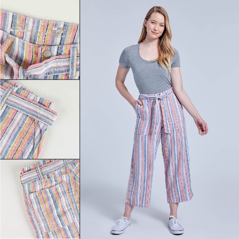 Kulot Wanita - Wide 7/8 Kulot Pants Wanita Model Besar [CG-SVN 01]-CG-SVN 01 PINK STRIP