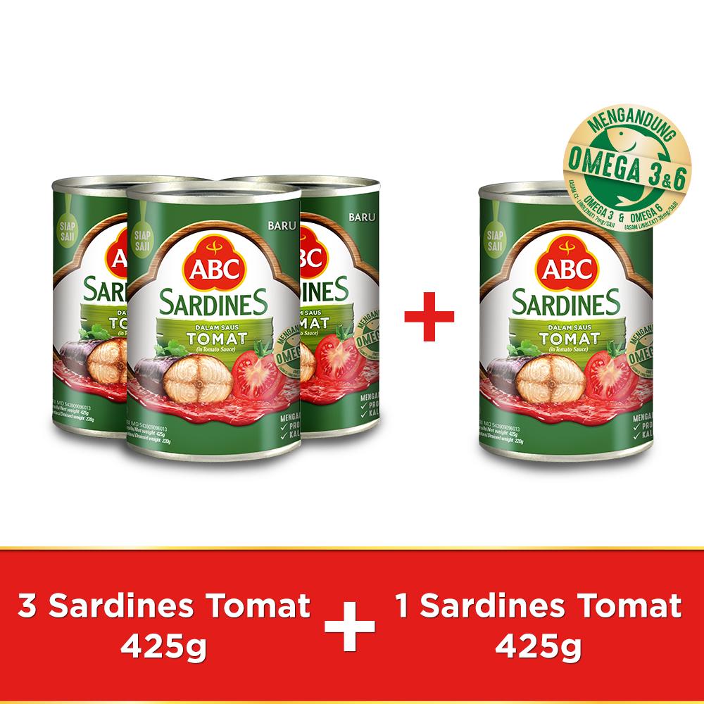 

ABC Sarden Saus Tomat 425 g - Buy 3 pcs Get 1 pcs Free