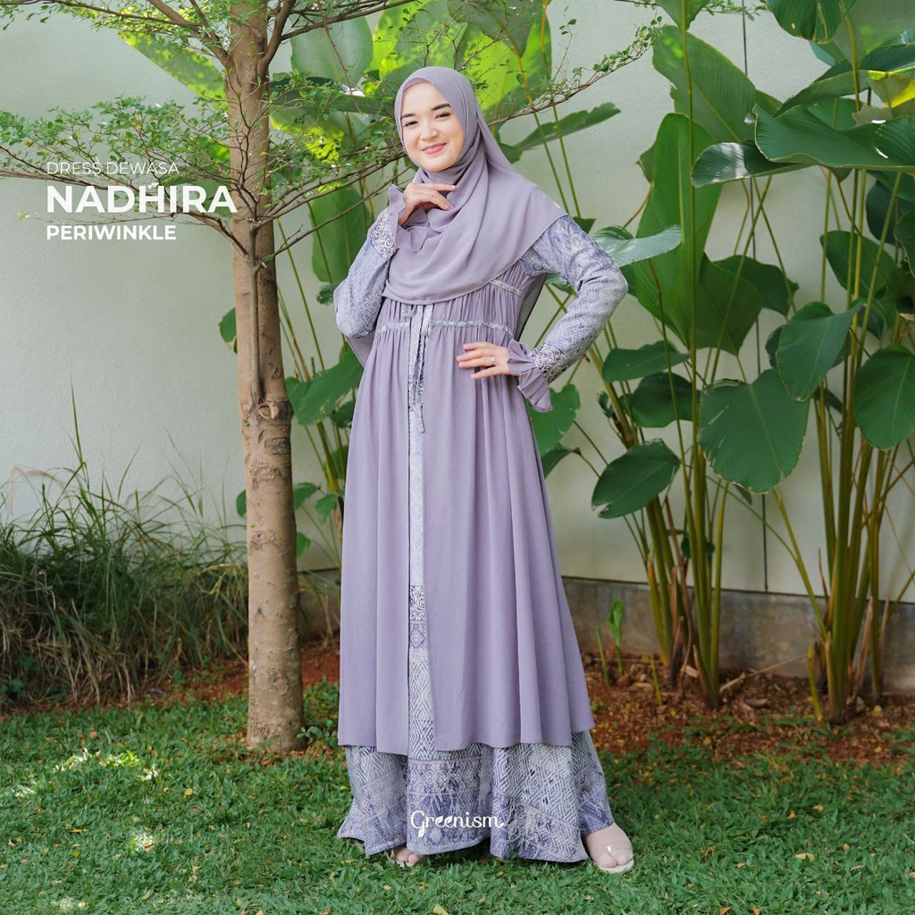 Greenism Gamis Nadhira Dress Mom Quality Premium Syari'i -  Family Set Sarimbit Greenism