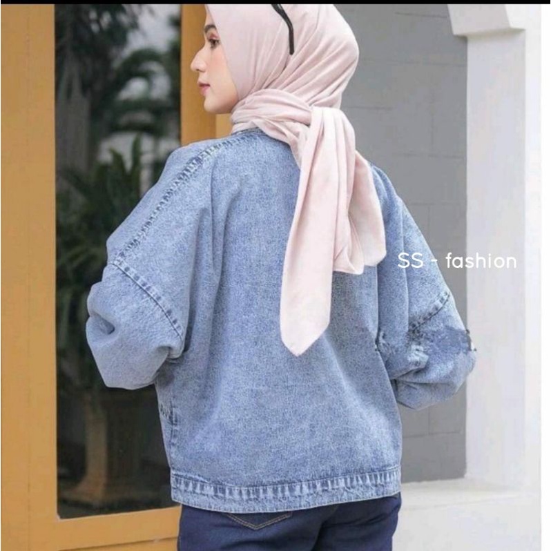 Baggy Vintages Jaket Jeans Wanita Oversize