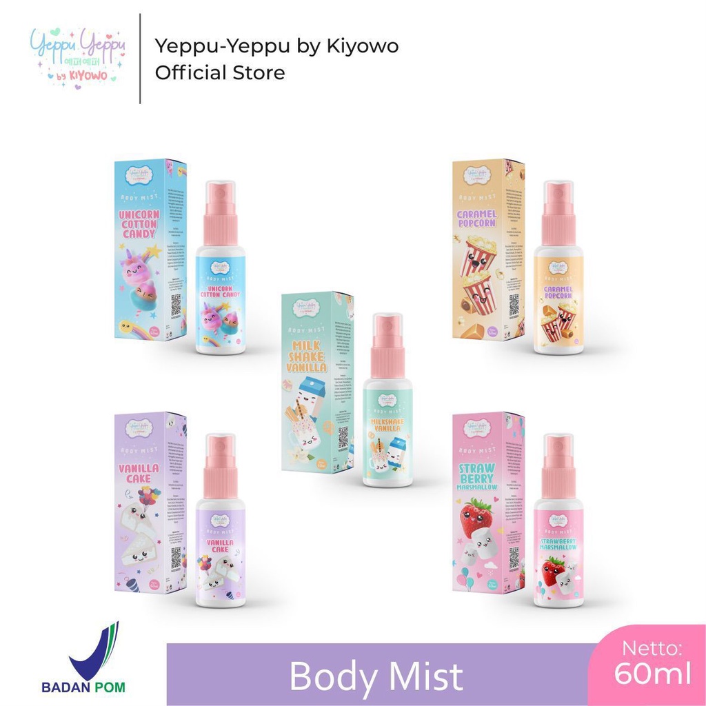 [ READY SIAP KIRIM ] Bodymist yeppu yeppu bodymist yeppu bodymist chingu bodymist yeppuyeppu vanila cake caramel popcorn BPOM