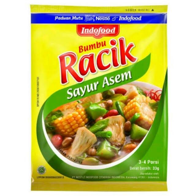 

1 Renceng Bumbu Racik Indofood Sayur Asem 20Gr isi 10sachet x 33 Gram