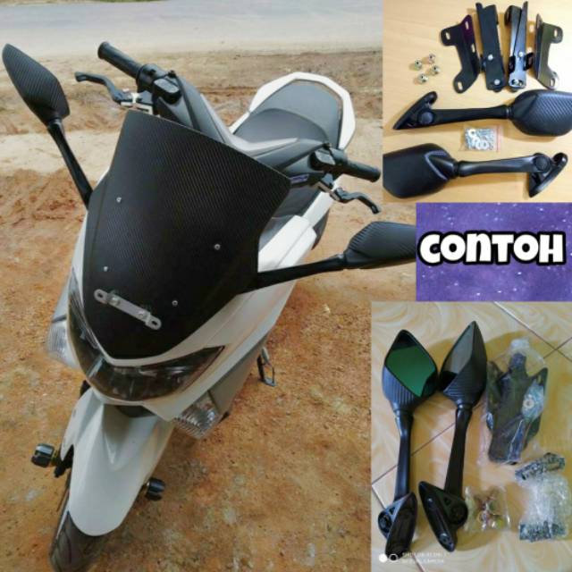 Paket Spion Nmax R 25 Serpo Baut Jebol Nmax / Spion R25 Karbon Wallnut - Hitam