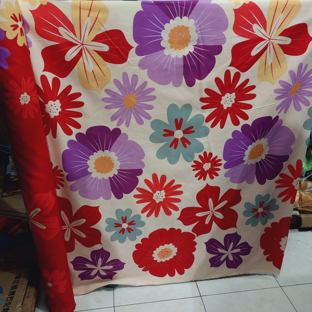 Bahan Kain Sprei Meteran Katun Microtex Disperse Motif Bunga | Griya Spreiku