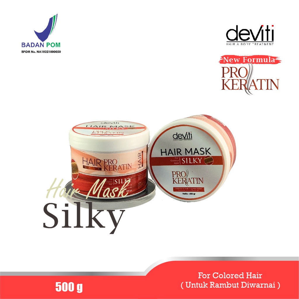 Deviti Hair Mask Silky Pro Keratin Perawatan Rambut Berwarna dan Berkilau 500Gr