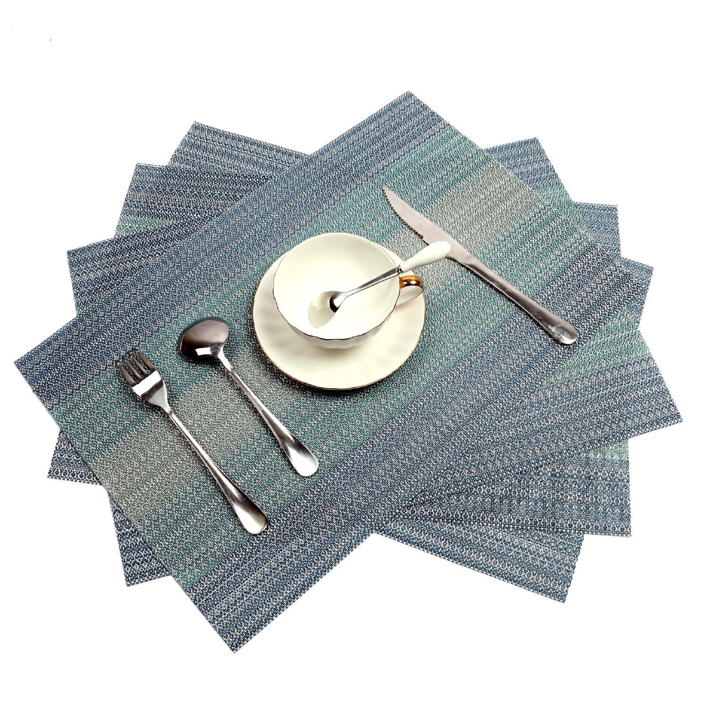 Placemats Set Of 4 Crossweave Woven Vinyl Placemat For Kitchen Table Heat Resistant Non Slip Kitchen Table Mats Easy To Clean Blue Shopee Indonesia