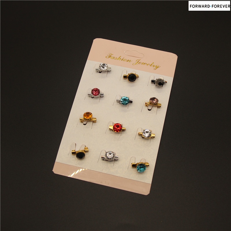 12 pcs small diamond brooches safety pin M30092