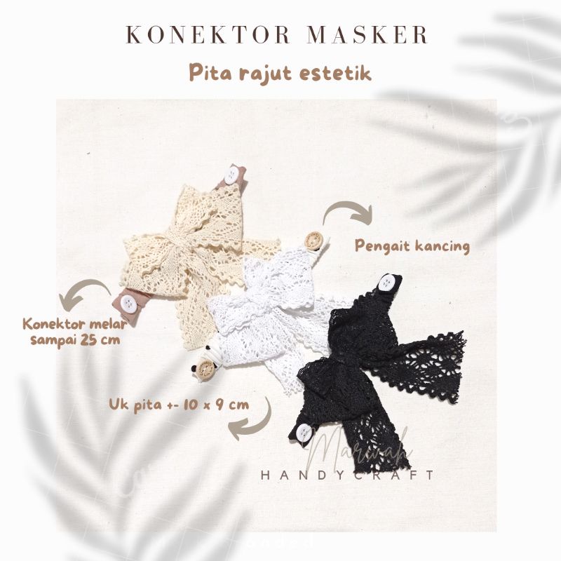 Konektor Masker Pita Vintage Pengait Masker Pita Renda Rajut