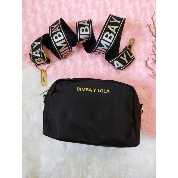 Bimba y lola small black nylon crossbody bag